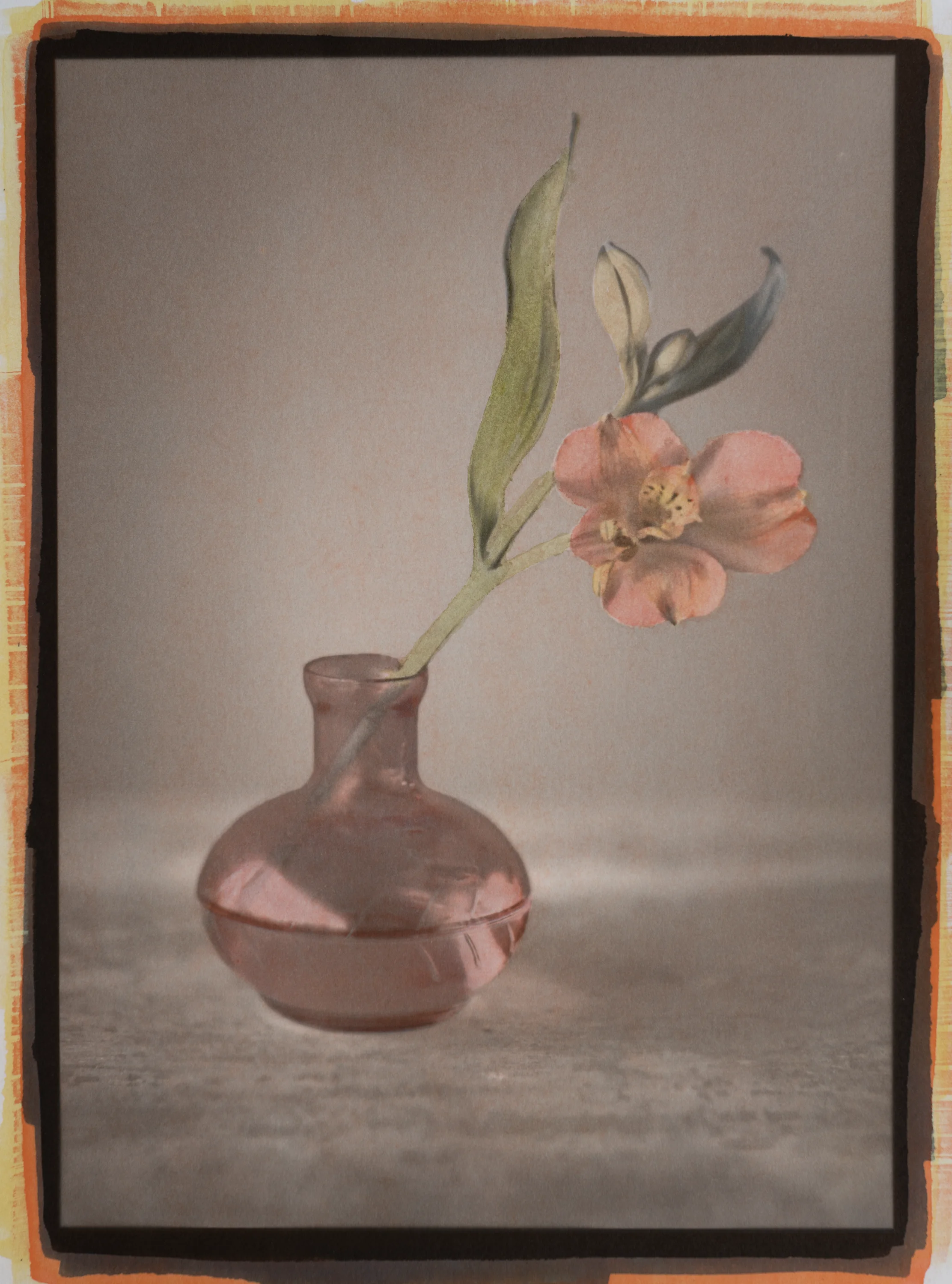 31- Flower. Tricolor Gum Bichromate over Cyanotype